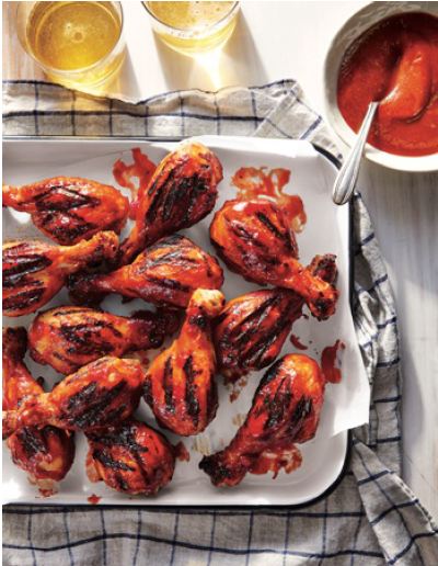Grilled Chicken Drumsticks with Bourbon- Cherry BBQ Sauce