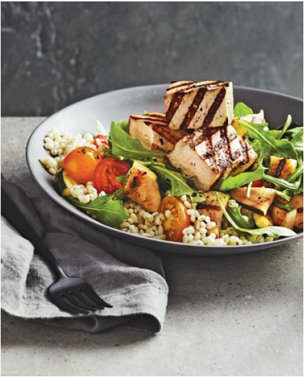 Beer-Brushed Tofu Skewers with Barley