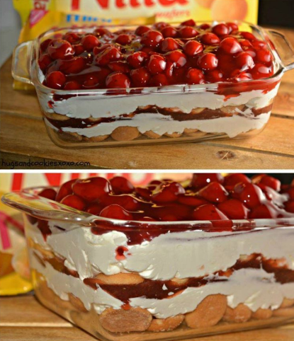 No-Bake Cherry Cheesecake Cookie Lasagna