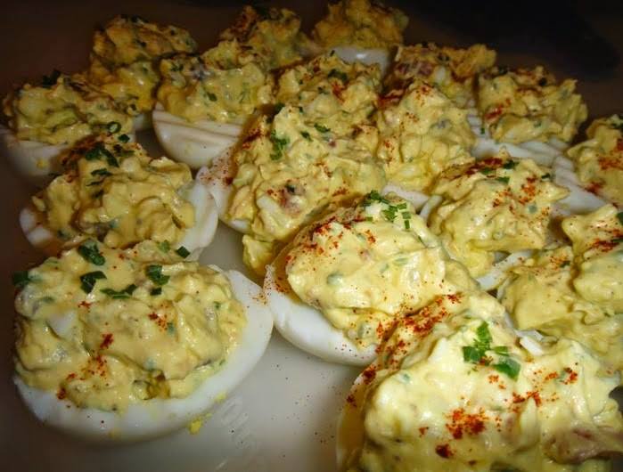 Bacon Cheddar Deviled Eggs!