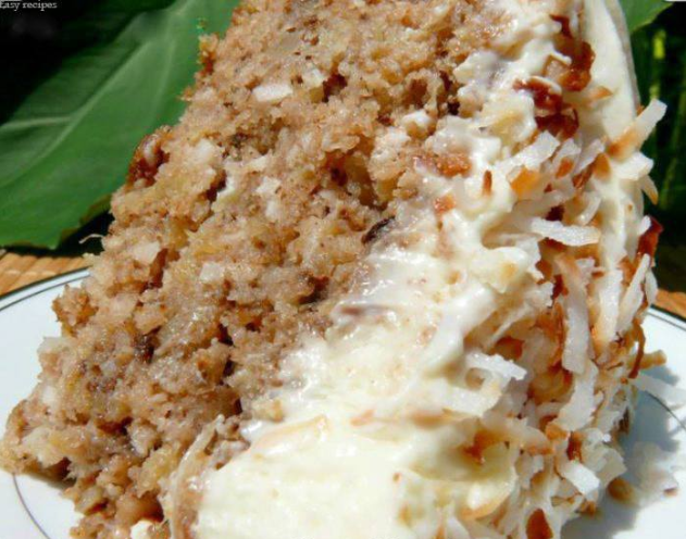 Hawaiian Wedding Cake with Whipped Cream-Cream Cheese Frosting