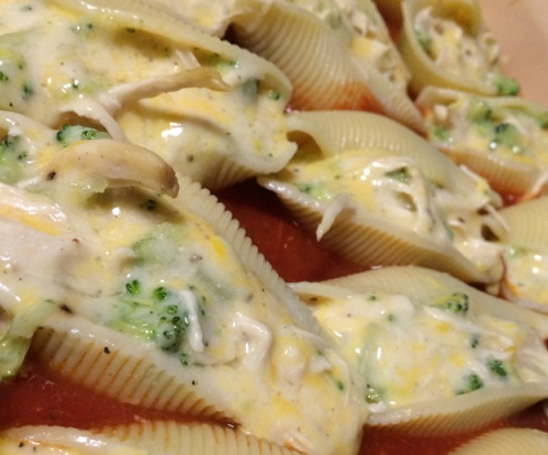 Chicken Broccoli Alfredo Stuffed Shells