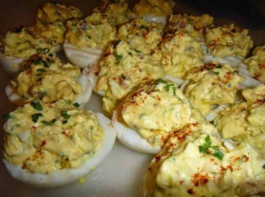 Bacon Cheddar Deviled Eggs