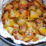 Slow Cooker Cheesy Bacon Ranch Potatoes!