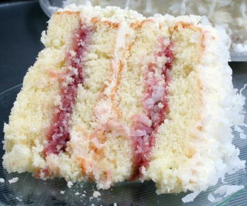 Coconut Cake with Raspberry Filling