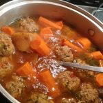 Beef albondigas with carrots and potatoes