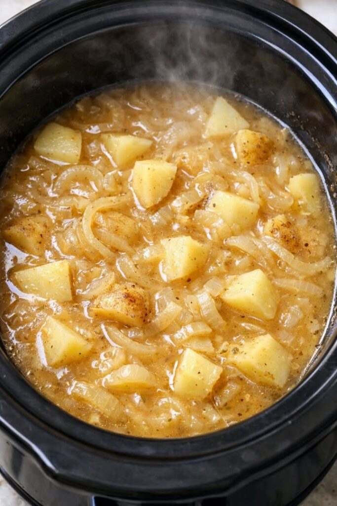 Slow Cooker Onion and Potato Soup