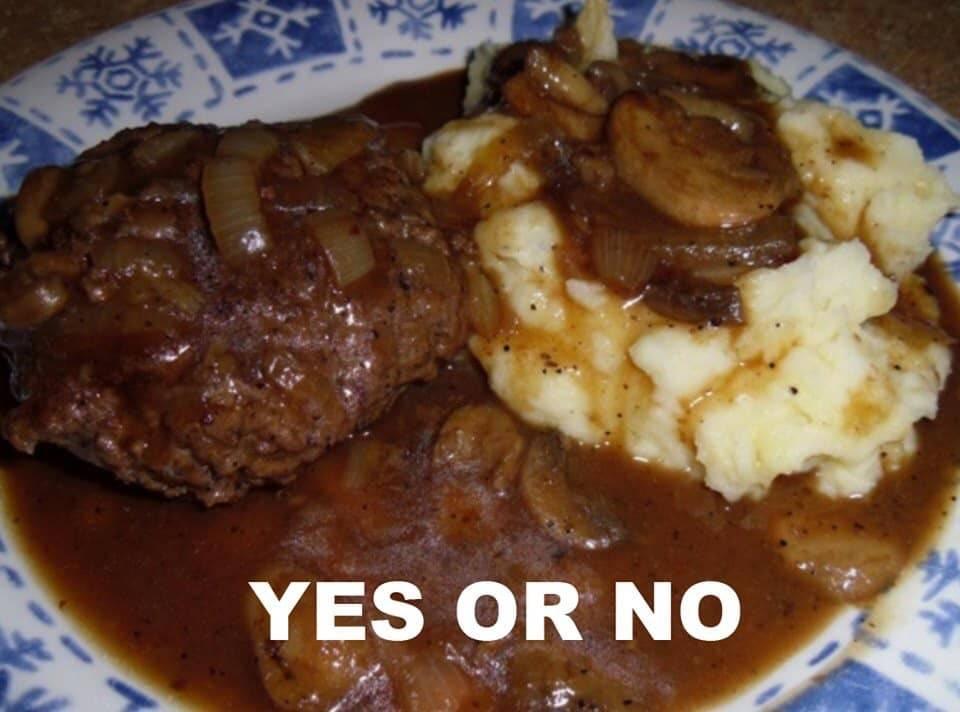 HAMBURGER STEAKS WITH ONION GRAVY