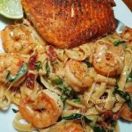 Roasted Salmon & Creamy Melt Shrimp Fettuccine