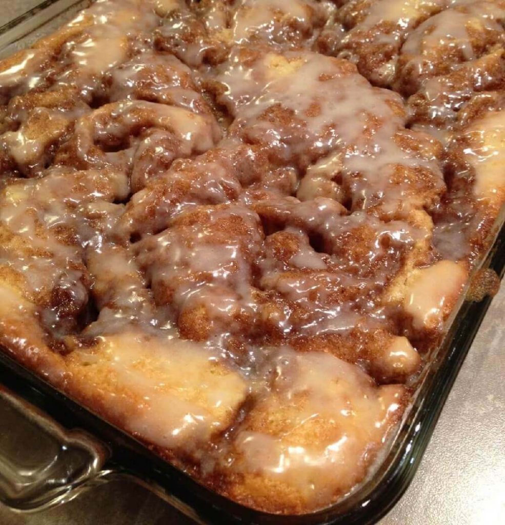 Cinna-bun Cake in the oven