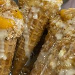 Peach cobbler cheesecake cones