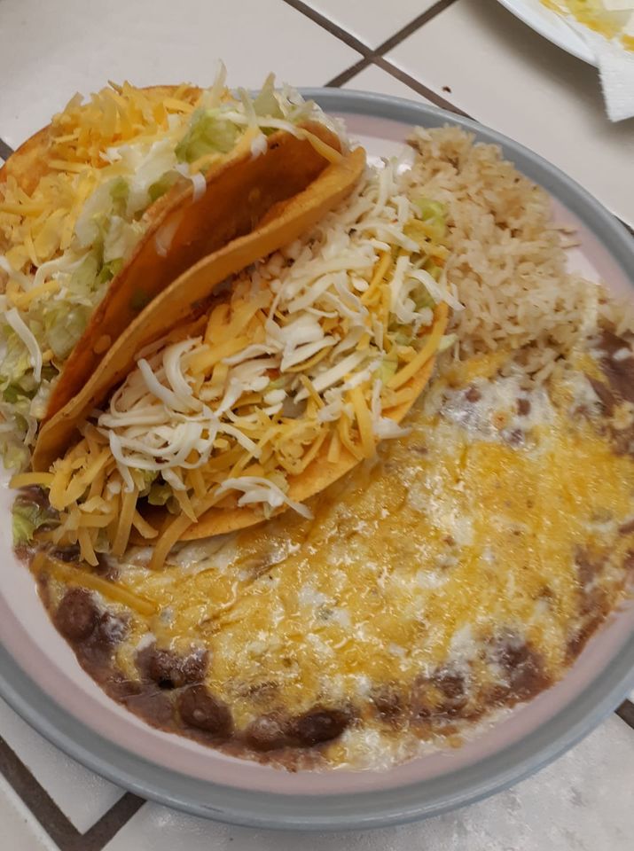 taco plate w beans and rice