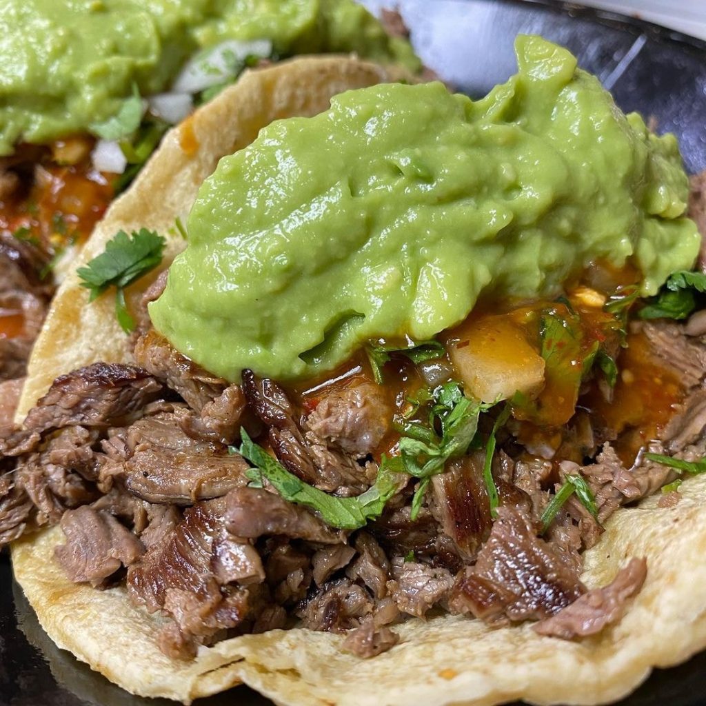 Open face grilled Steak tacos + Guacamole