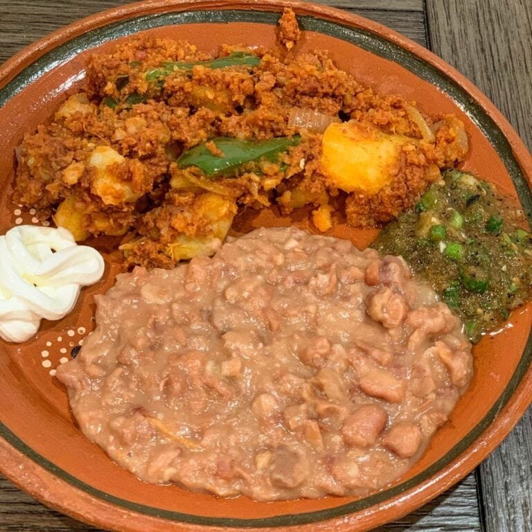 Chorizo con Papas (Mexican Chorizo with Potatoes) and beans
