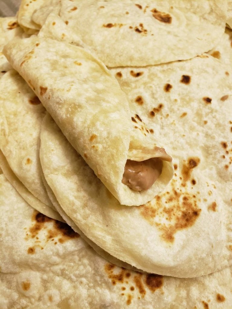 Homemade Flour tortillas with Charro Beans
