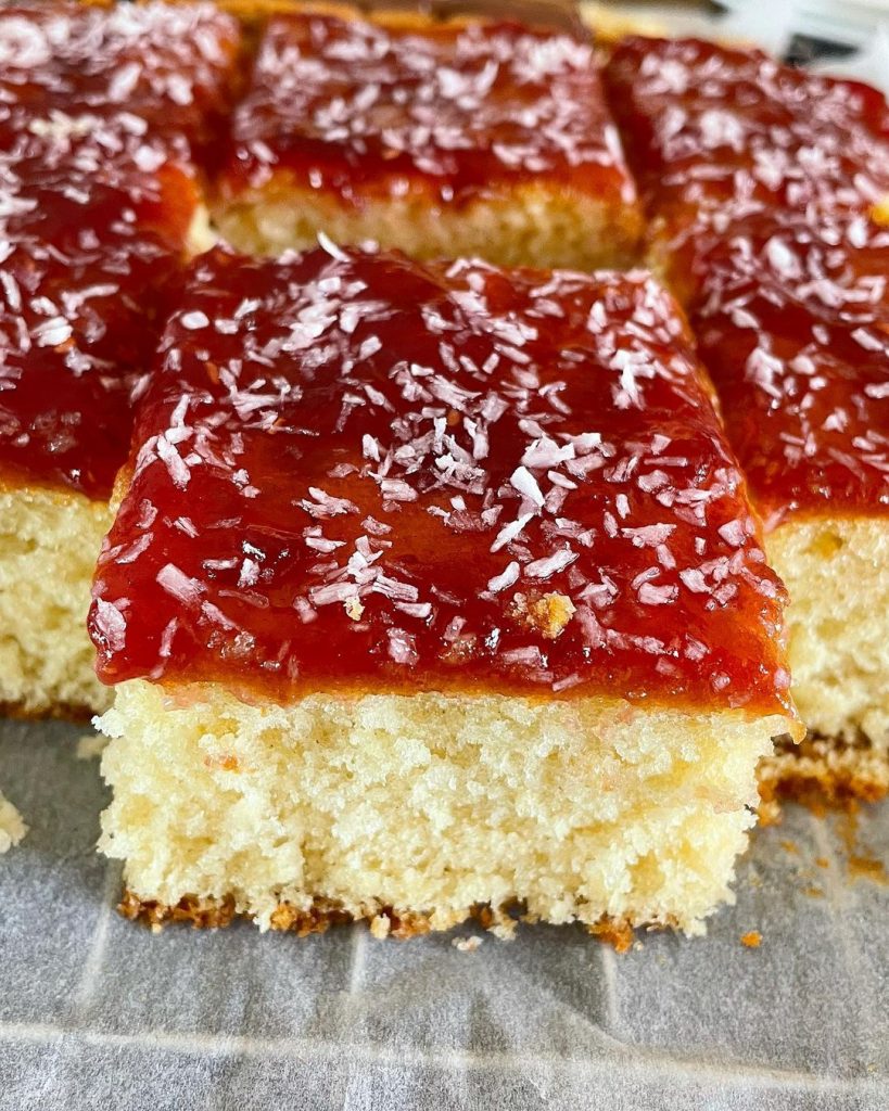 Fluffy jam and coconut