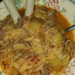 Fideo with potatoes and ground beef