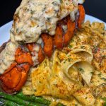 Cajun lobster , crab and salmon Alfredobs