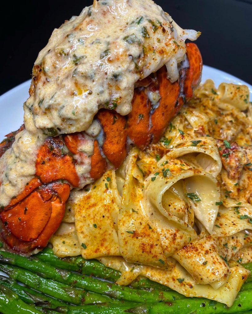 Cajun lobster , crab and salmon Alfredobs