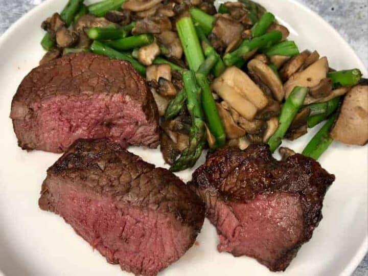 Air Fryer Steak Bites and Mushrooms