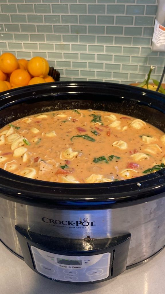 Creamy Chicken Tortellini Soup with Spinach