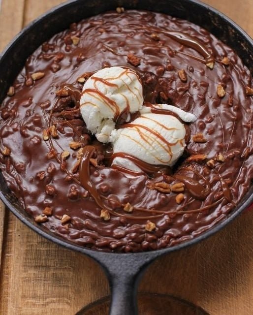 Chocolate Skillet Cake with Ice Cream