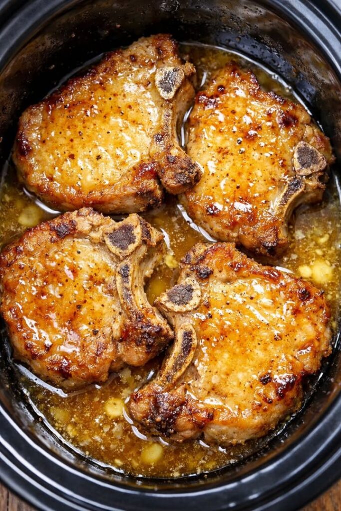 Slow Cooker Honey Butter Pork Chops