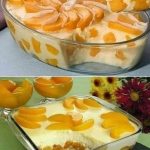 Peach ice cream dessert