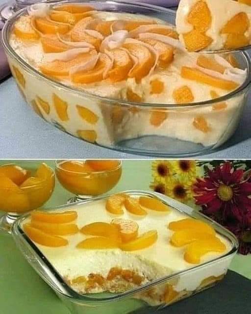 Peach ice cream dessert