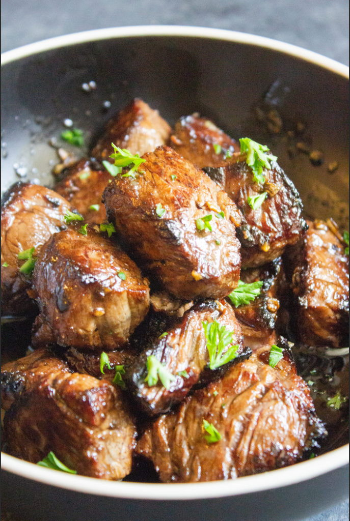 Air Fryer Steak Bites and Mushrooms