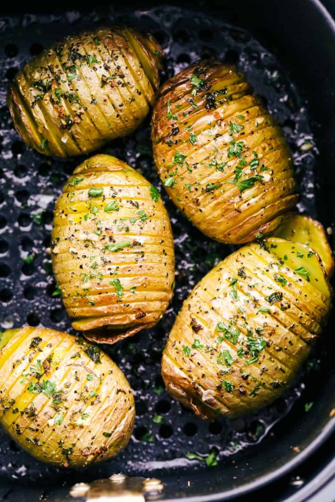 Air Fryer Garlic Butter Hasselback Potatoes