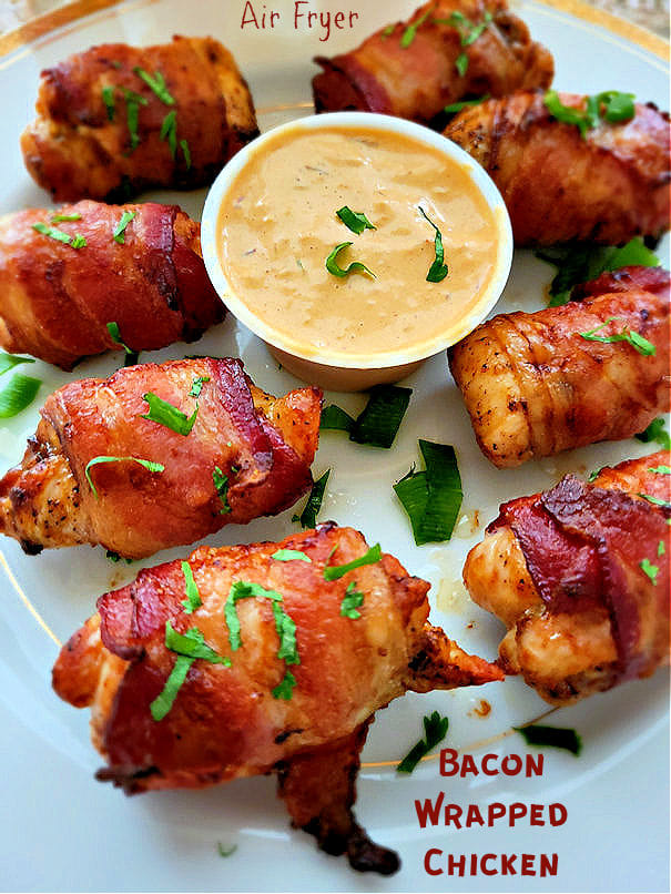 Air Fryer Bacon Wrapped Chicken Bites