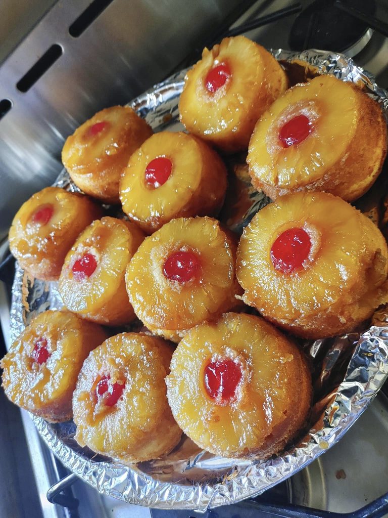 Air Fried mini Pineapple upside down cakes