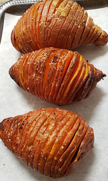 Air Fryer Hasselback Sweet Potatoes