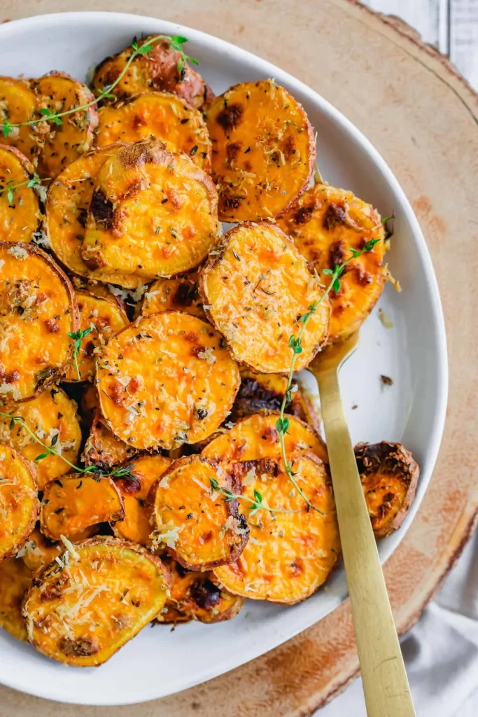 Parmesan Herb Air Fryer Sweet Potatoes
