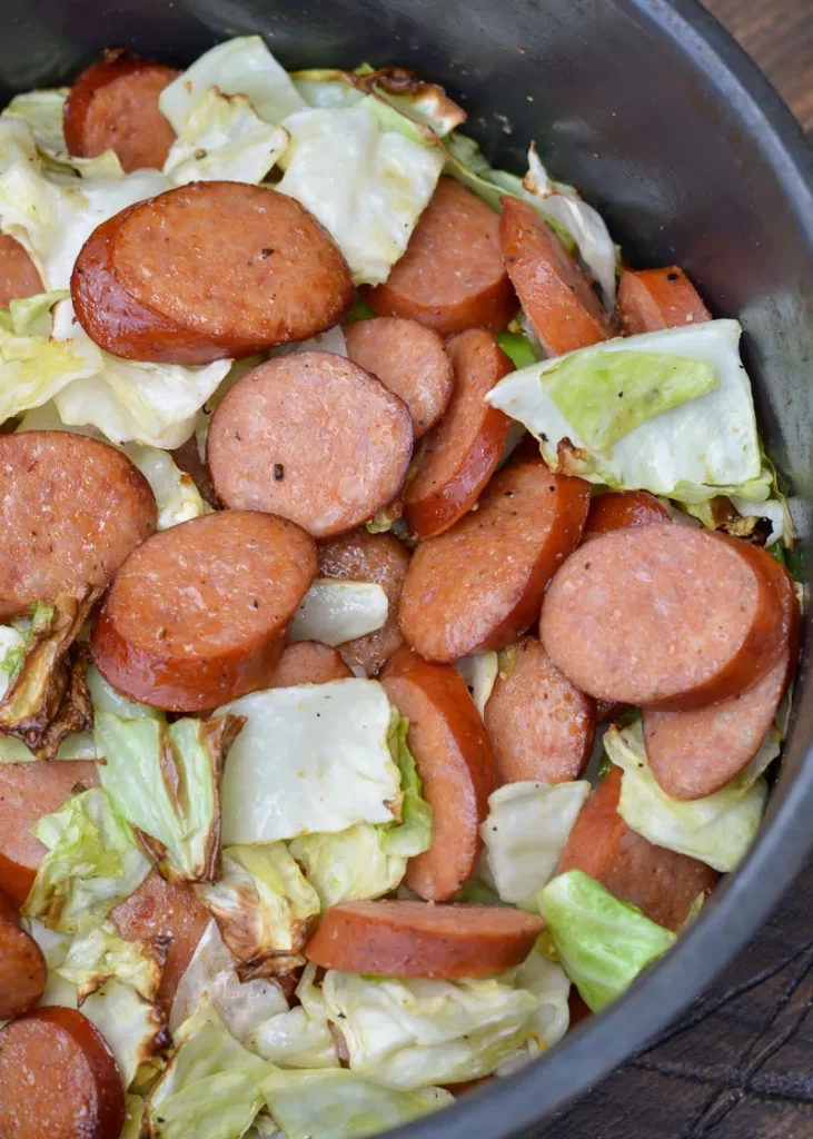 Air Fryer Cabbage and Sausage