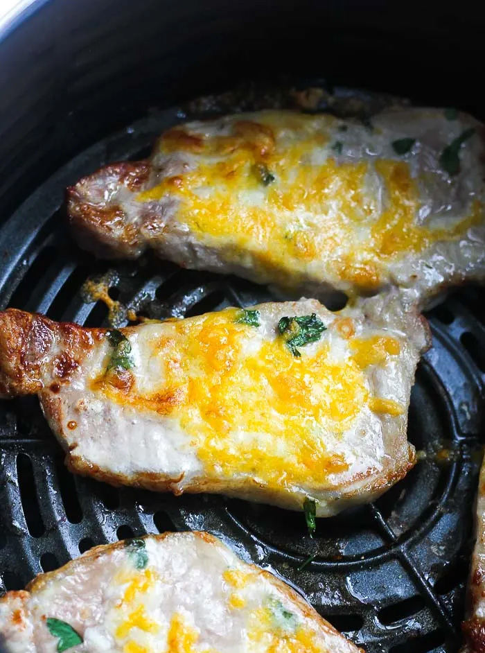 Air fryer cheesy pork chops