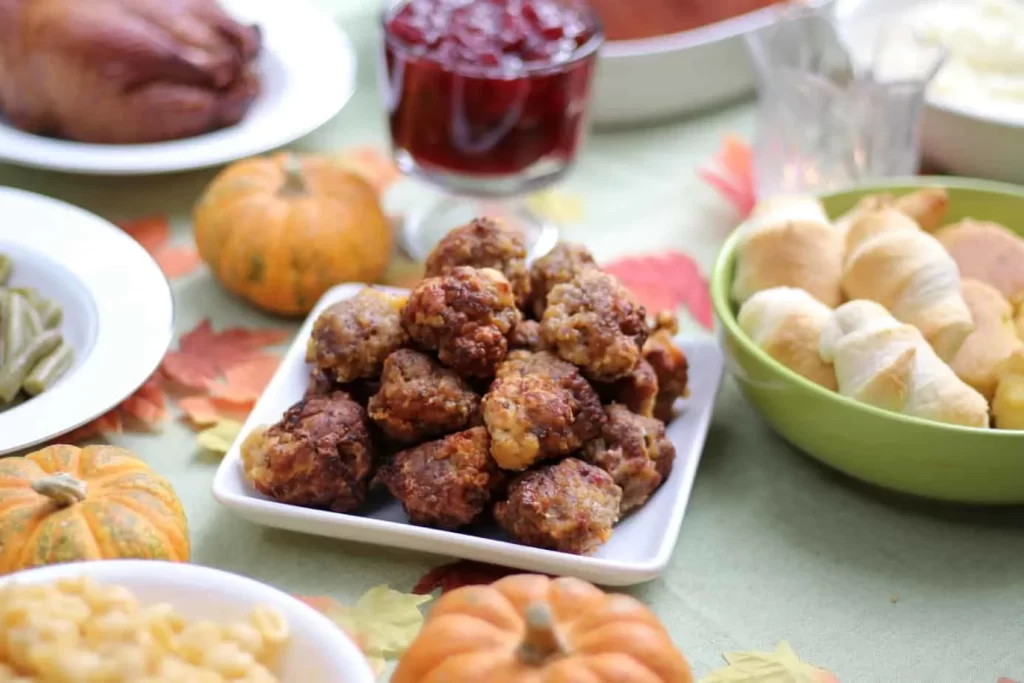 Air Fryer Sausage Balls for Friendsgiving!