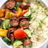 10 Minute Air Fryer Chicken Sausage and Veggies