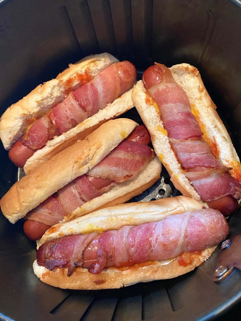 Bacon Wrapped Hot Dogs In Air Fryer