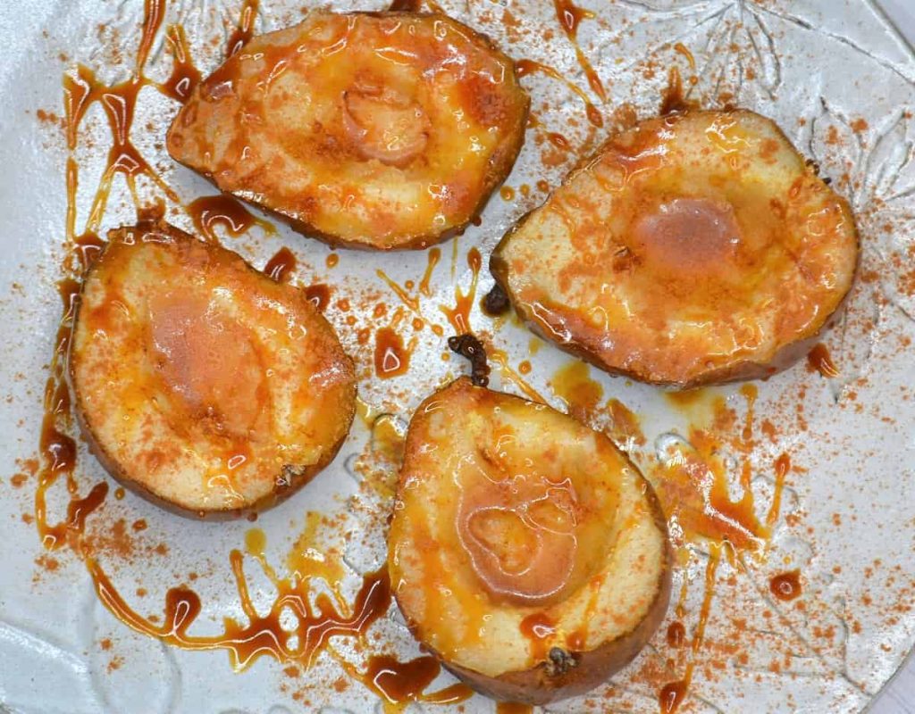 Air Fryer Pears with Caramel and Cinnamon