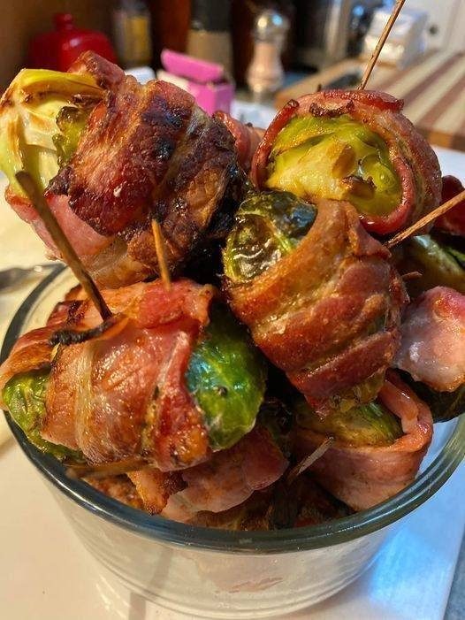 Air Fryer Bacon Wrapped Brussels Sprouts