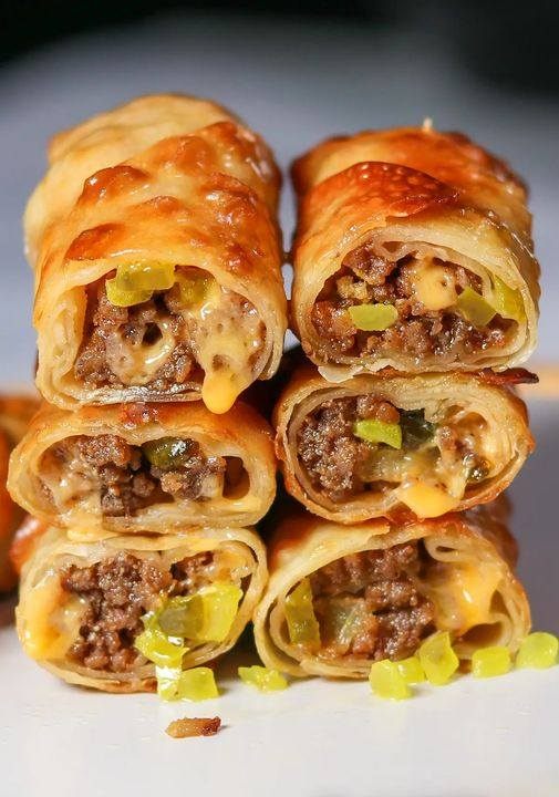 Air fryer Cheeseburger Egg Rolls