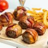 Air Fryer Bacon Wrapped Cheeseburger Bites