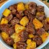 Air Fryer Garlic Butter Steak Bites and Potatoes