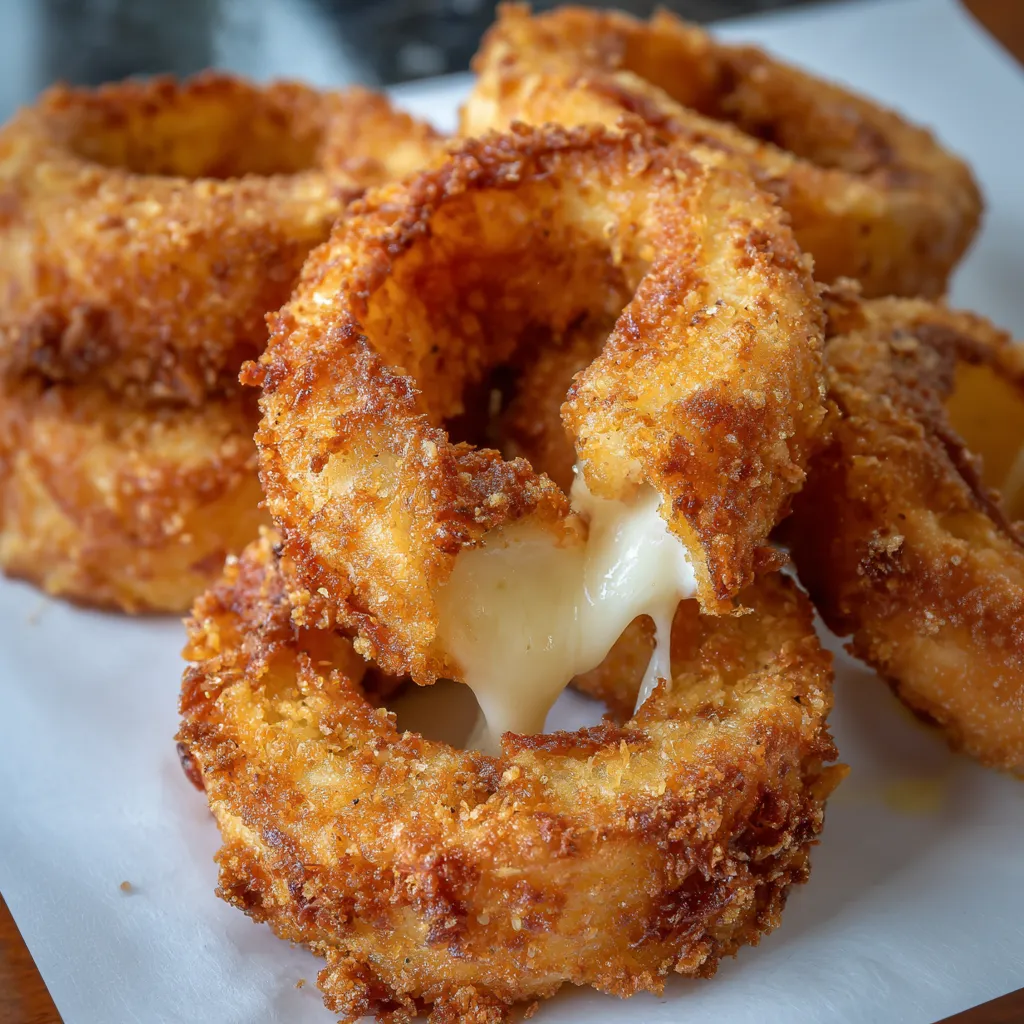 Air Fryer Cheesy Mozzarella Onion Rings