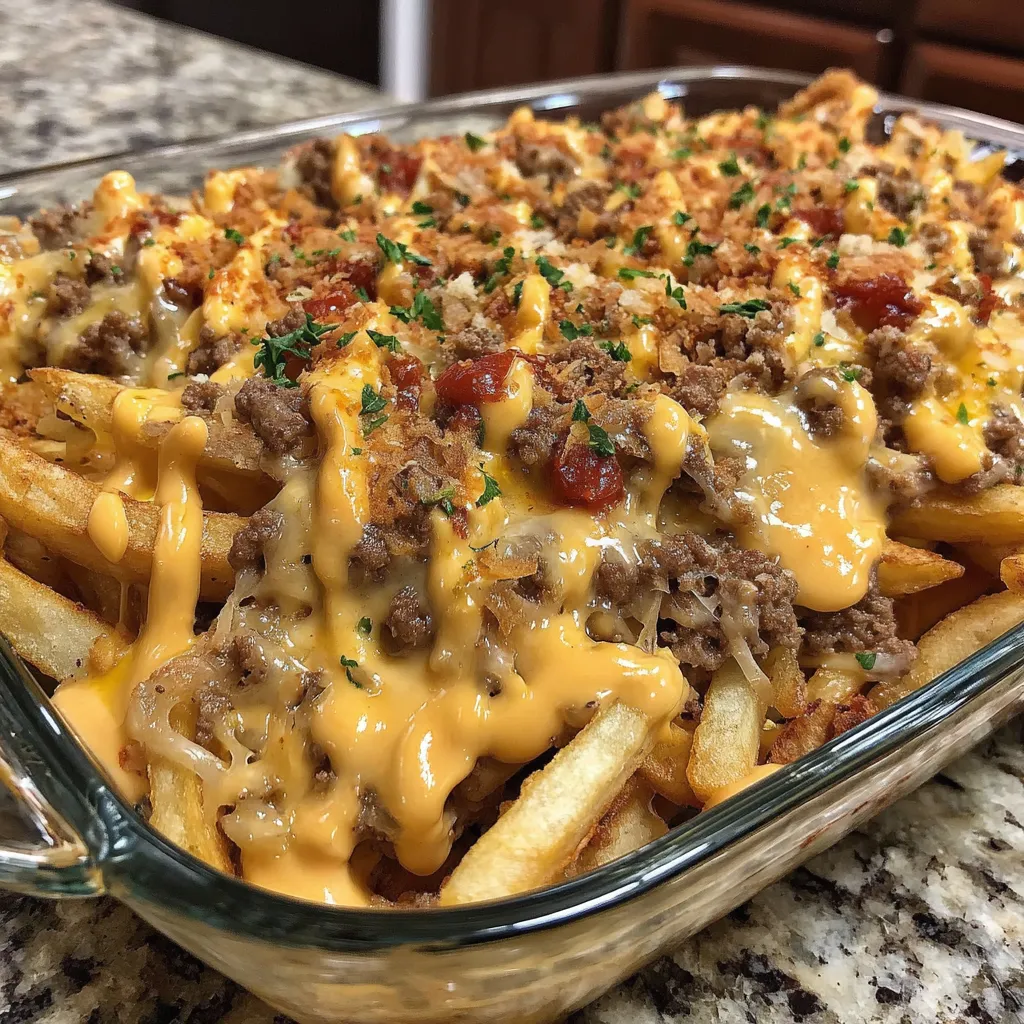 Air Fryer Cheeseburger French Fry Casserole