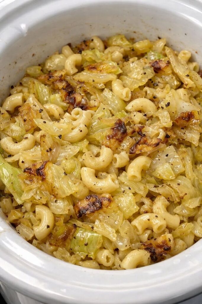 Slow Cooker Poor Man Cabbage and Macaroni