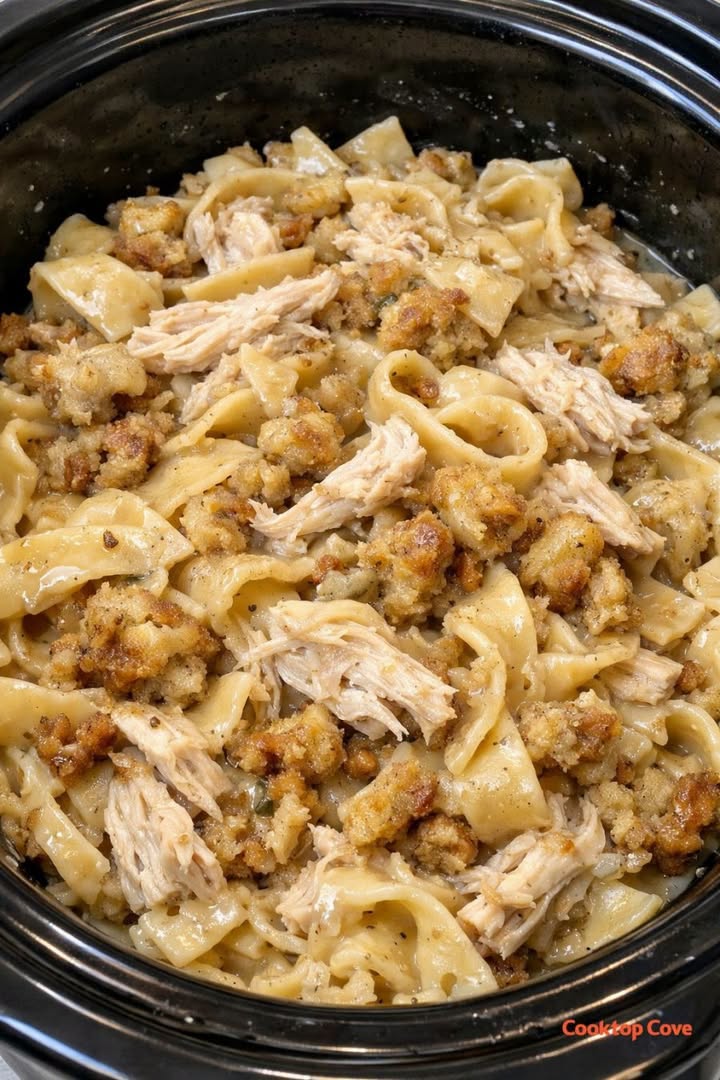 Slow Cooker Chicken Stuffing Noodles