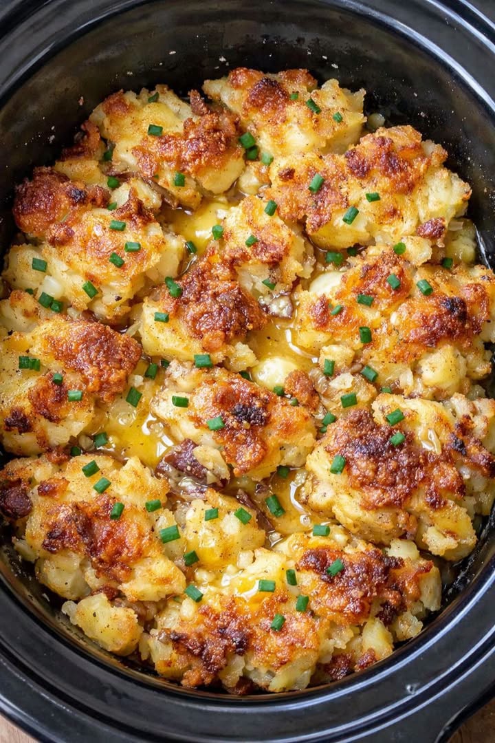 Slow Cooker Smashed Potato Bake